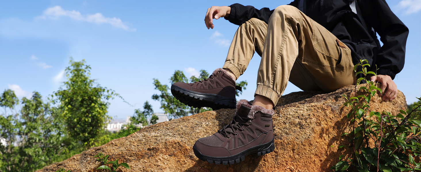 Чоловічі зимові черевики FLARUT: теплі, водонепроникні, для хайкінгу та трекінгу, сірі, 46 EU