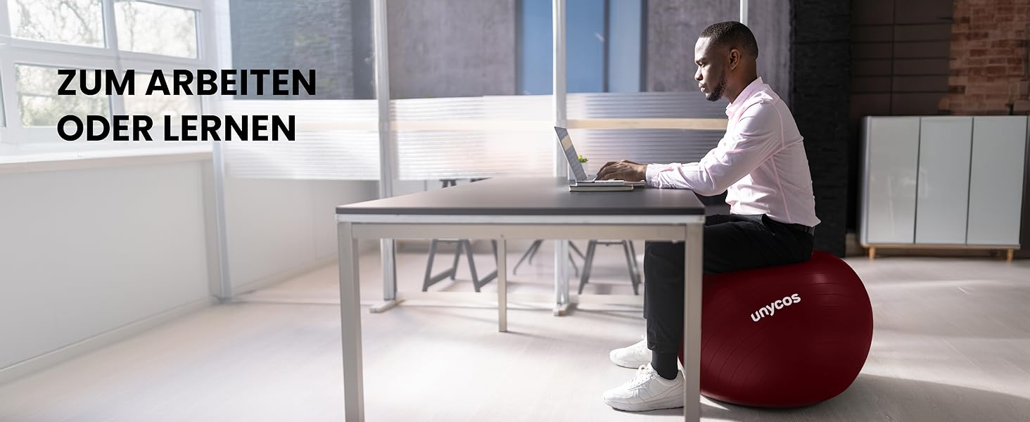 Фітбол Unycos 55/65/75 см: фітнес-м'яч для йоги, балансу, пілатесу та силових тренувань | З насосом, BPA-Free, антивибуховий | Колір: темно-рожевий