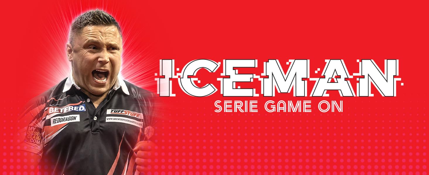 Професійний набір дротиків Red Dragon Game On Professional Player Series Iceman зі сталевими наконечниками, стрілками та хвостовиками