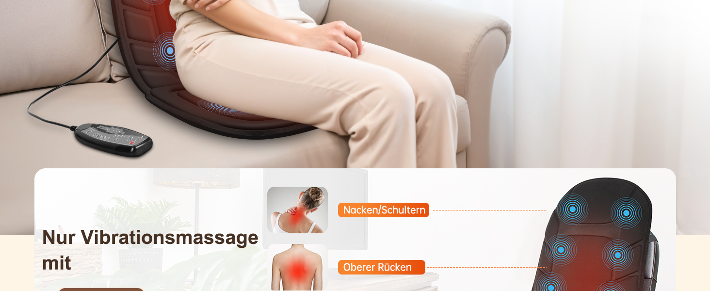 Масажний накид Snailax з 10 вібраційними моторами та підігрівом для спини та шиї. Зручний для дому, офісу та в подорожах. Чорний колір.