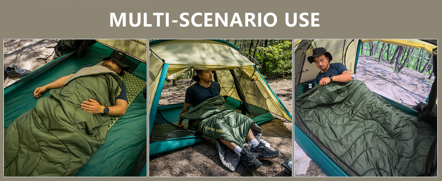 Спальний мішок BISINNA літній, ультралегкий (190x75 см), 680 г, тихий, компактний (27x15 см) для кемпінгу, фестивалів, гостей