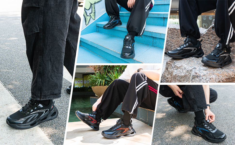 Чоловічі кросівки для бігу Hitmars: спортивні, дихаючі, з амортизацією, розмір 39-47 EU, чорний колір