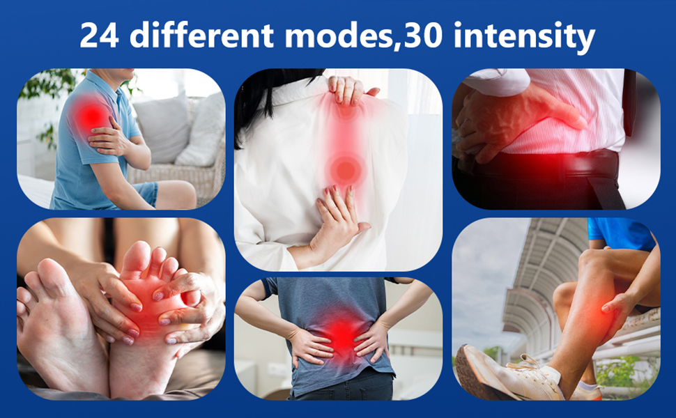 EMS TENS пристрій для терапії болю, 3-в-1 масажер, апарат електростимуляції для зняття болю. 24 програми масажу, 2 канали, 8 електродів