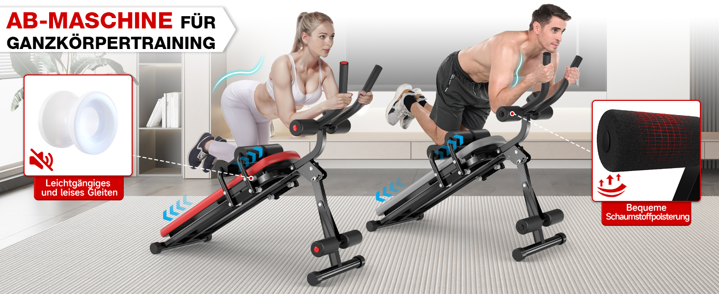 Тренажер для пресу з LCD-монітором для дому. Багатофункціональний тренажер для всього тіла, до 150 кг. Чорно-червоний.