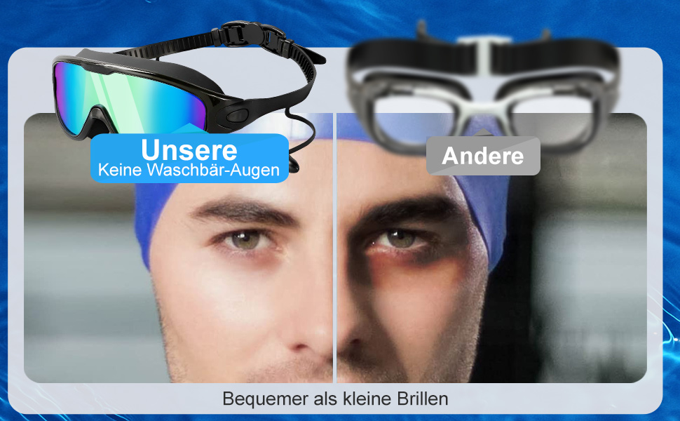 Окуляри для плавання Victoper (2 шт.) з носовою перегородкою, антизахист від протікання/туману/УФ-променів, панорамний огляд 180°, регульоване обличчя, для дорослих та підлітків, чорний