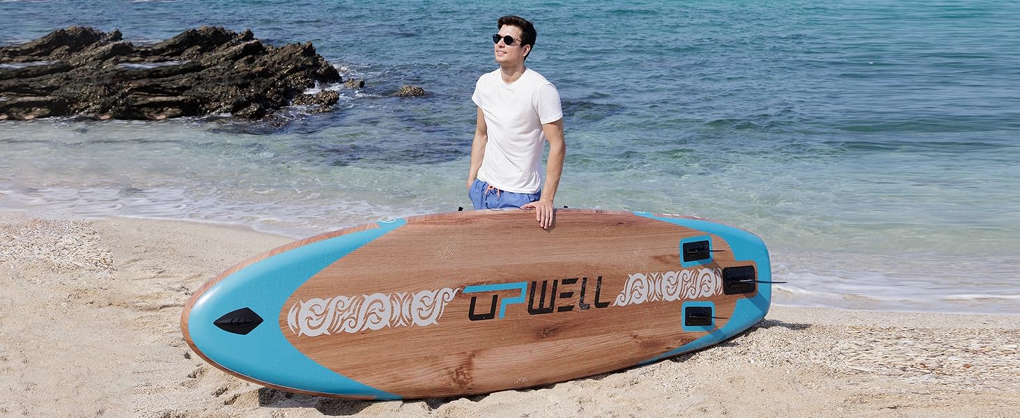 Надувний SUP-борд UPWELL Premium Stand Up Paddling Board з комплектом: сидіння, кріплення для камери, весло, 204 кг, для 2 осіб, 350x84x15 см