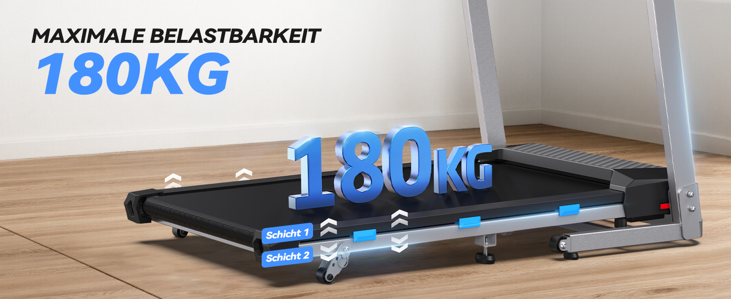 Бігова доріжка для дому складана 12 км/год з 12 програмами HIIT, двигун 3.5 к.с., регульований нахил, LED-дисплей, Bluetooth, додаток, до 180 кг, сріблясто-чорна