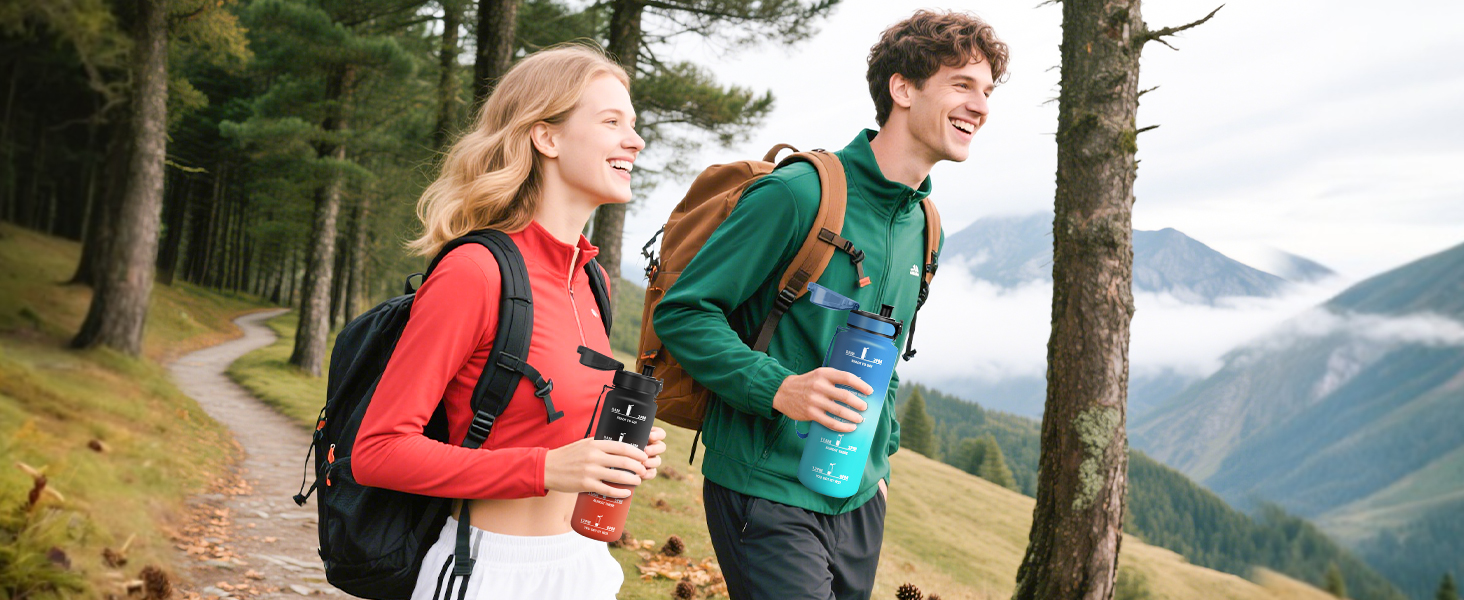 Фляга для води HoneyHolly 1л з фільтром, з маркуванням часу, чорно-червона, для спорту, вело, йоги, активного відпочинку