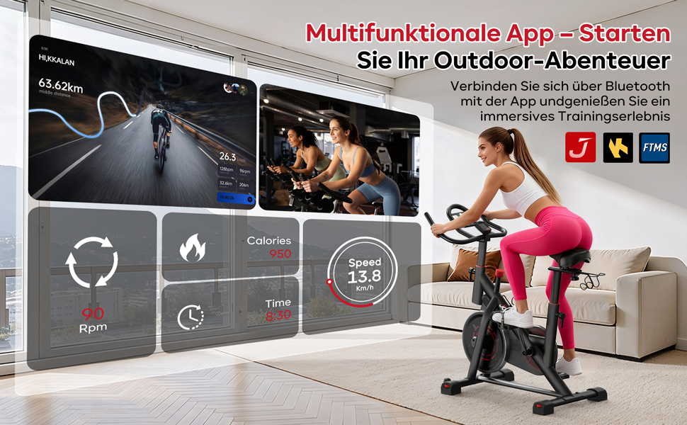 Велотренажер JOROTO з додатком, тихий велоергометр, фітнес-велосипед для дому з LCD-дисплеєм, стійка для гантелей, тримач для пляшки, до 150 кг