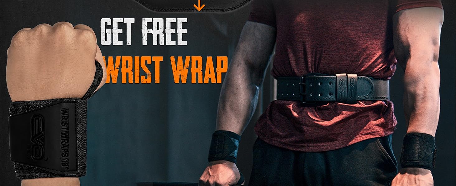 Пояс для важкої атлетики EVO Fitness 4/6/8 дюймів для чоловіків та жінок. З підкладкою для підтримки попереку, з ременями для зап'ястя. Для тренувань з гирями, підтягувань, віджимань. Чорний.