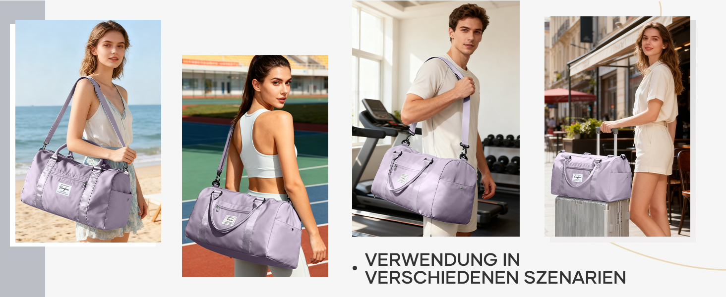 Спортивна сумка-мішок для чоловіків та жінок з відділенням для взуття та мокрих речей, сумка для подорожей, ручна поклажа, фітнес-сумка, сумка для тренувань, блакитний колір (A11-lila)