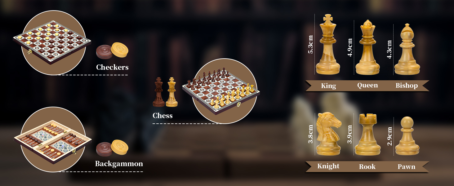 Магнітна шахова дошка з дерева 3 в 1, складана, для подорожей та дітей, 29x29 см