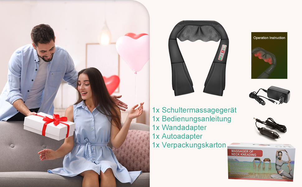 Електричний масажер для шиї та спини з підігрівом, Shiatsu 3D масаж, для тіла, ніг, подарунок
