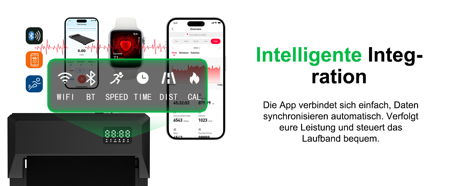 Бігова доріжка Lacuffy Walking Pad з нахилом та AI-тренуванням, керування через додаток, для дому та під стіл, макс. 136 кг, 90 см, чорна