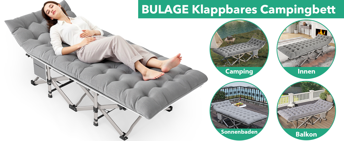 Розкладне ліжко-матрац для кемпінгу та відпочинку (190x71x35 см, сірий)