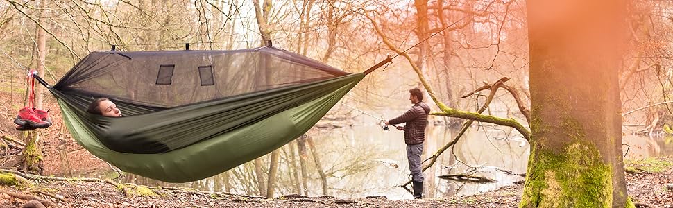 Гамак трекінговий Amazonas Trekking Set XXL Ultra-Light з москітною сіткою та термозахистом, до 150 кг