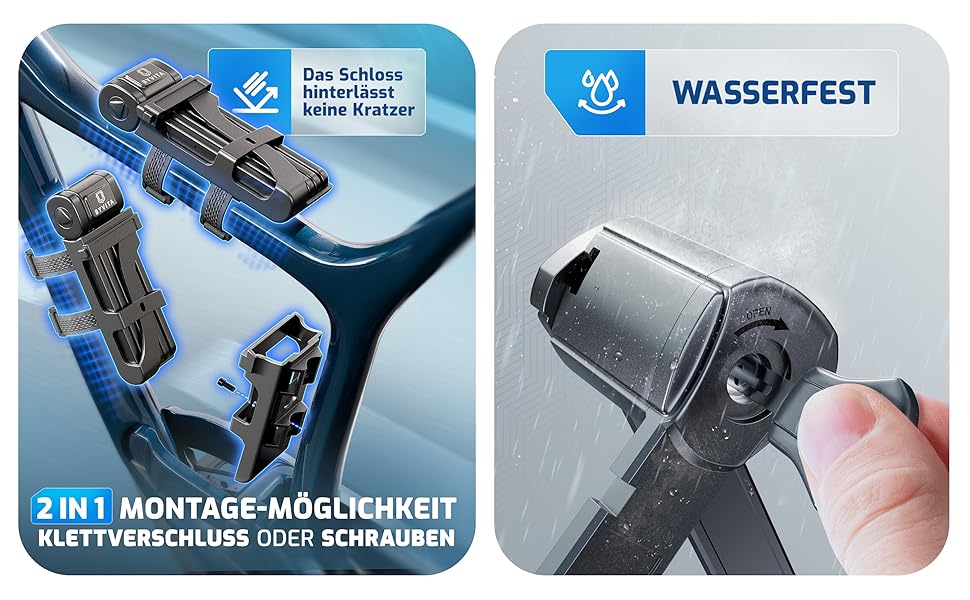 Замок для велосипеда складний 85см з кабельним замком - висока безпека, для електровелосипеда, з кріпленням