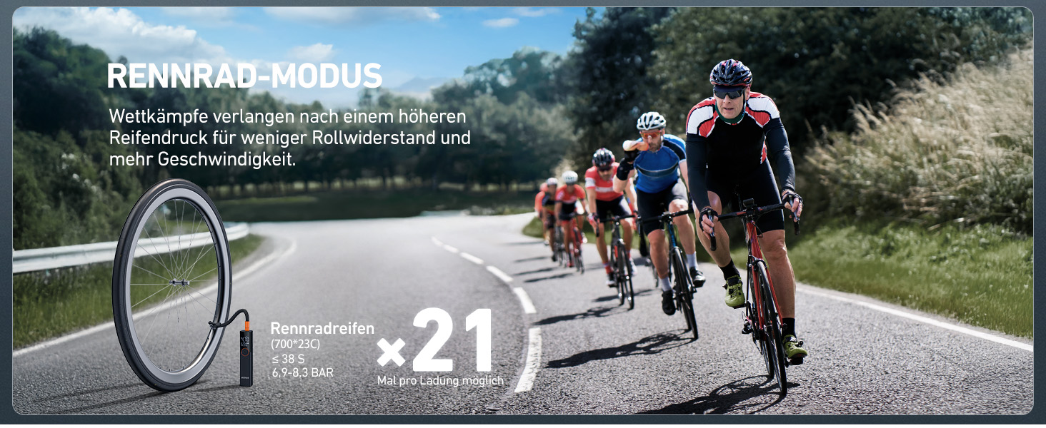 AstroAI Електрична велосипедна помпа, 150 PSI, портативна, акумуляторна, універсальна, для всіх типів велосипедів, з високопродукним мотором, перезаряджається, для міських, шосейних та гірських велосипедів, помаранчевого кольору