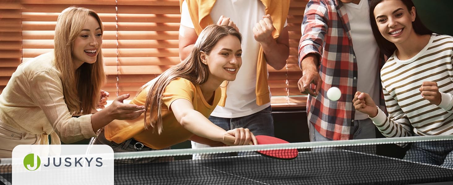 Juskys Міні-стіл для пінг-понгу Flexi з аксесуарами - компактний, складний стіл для гри вдома та в дорозі - набір для настільного тенісу, чорний