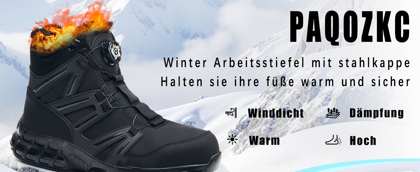 Зимові захисні чоботи,  водонепроникні для чоловіків та жінок. Робочі черевики з повітряною подушкою, сталевим підноском, утеплені, розміри 36-47 EU, чорний.