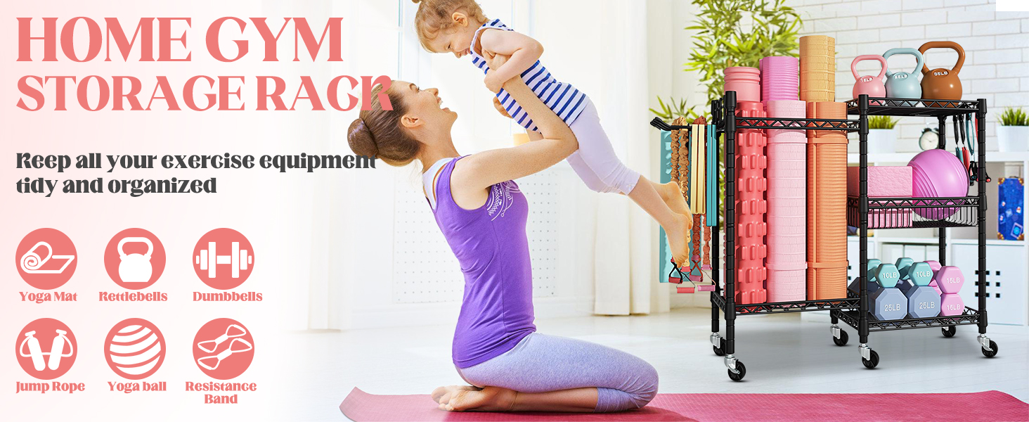 Стійка для гантелей та обладнання для фітнесу - 3 яруси, міцна сталева конструкція, 91.5 x 30 x 82.5 см, до 120 кг