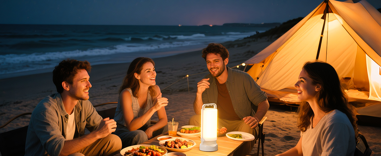 Сонячна кемпінгова лампа Eventek 8000mAh з LED, 3 режими, сенсорне керування, IPX5, для кемпінгу, подорожей та надзвичайних ситуацій