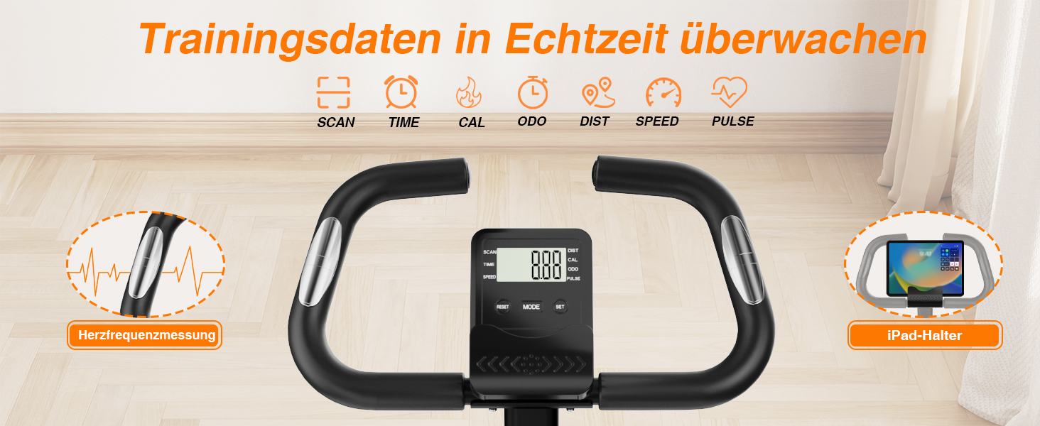 Домашній велотренажер Dskeuzeew: складаний, з магнітною системою опору 16 рівнів, з еластичним ремнем, LCD-дисплеєм, компактний