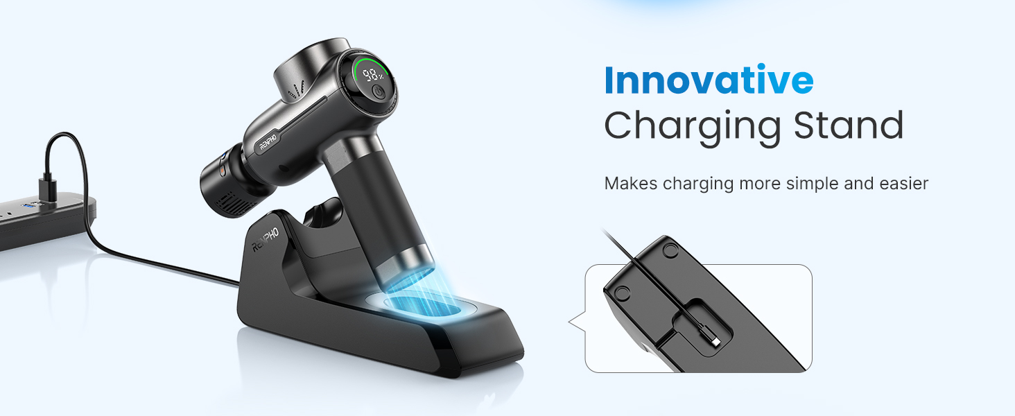 Масажер RENPHO з підігрівом та охолодженням, Bluetooth та станцією зарядки. Перкусійний масаж глибоких тканин для м'язів. Active+ Thermacool Deluxe