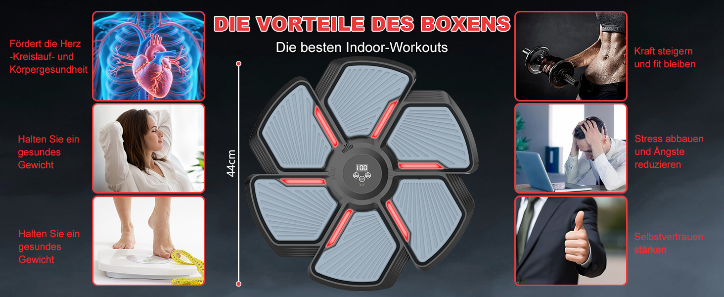 Музичний боксерський тренажер SWBSLL з рукавичками, LED-підсвіткою та Bluetooth, 9 швидкостей, 9 режимів, 30 рівнів гучності, для дорослих та дітей