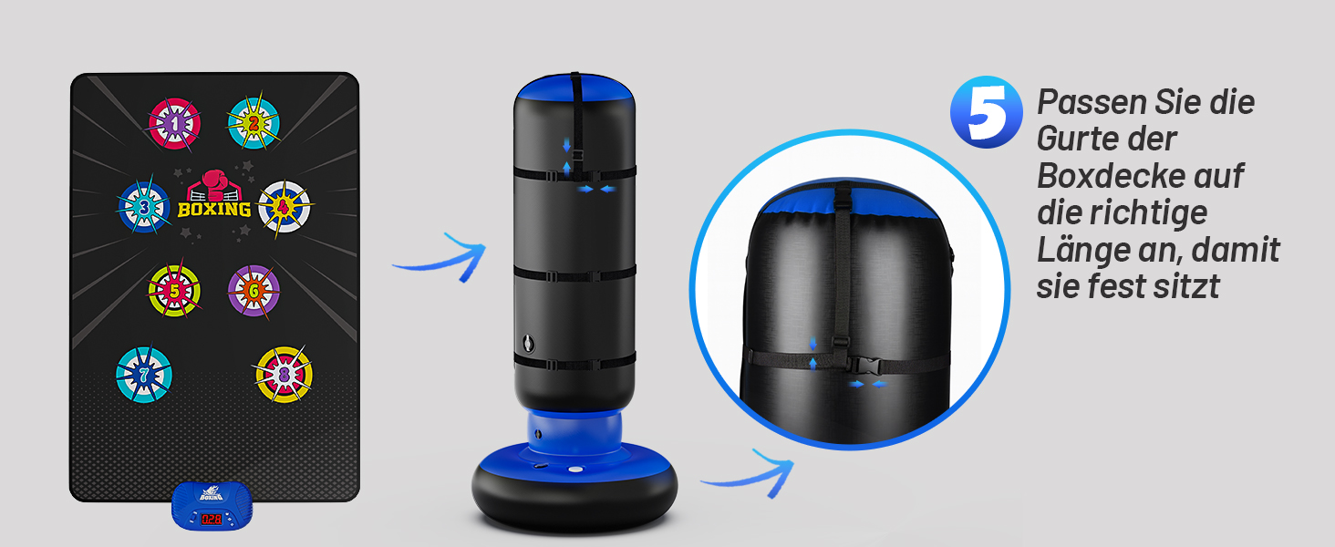 Інтерактивний боксерський мішок для дітей з підсвіткою та звуком, блакитний. Підходить для хлопчиків 6-12 років