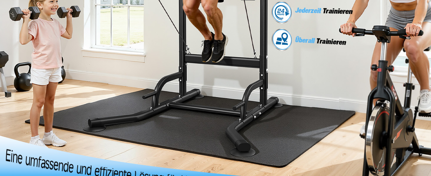 Багатофункціональна турнікова станція Dskeuzeew Power Tower для домашнього фітнесу, стійка для підтягувань та брусів, макс. навантаження 205 кг, чорна