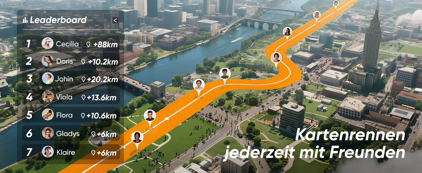 Біговий тренажер 6-в-1 для дому, складаний, з регулюванням нахилу 10% та ручками. Макс. вага 135 кг, LED-дисплей, пульт ДУ та додаток. Без встановлення (Чорний/Помаранчевий)