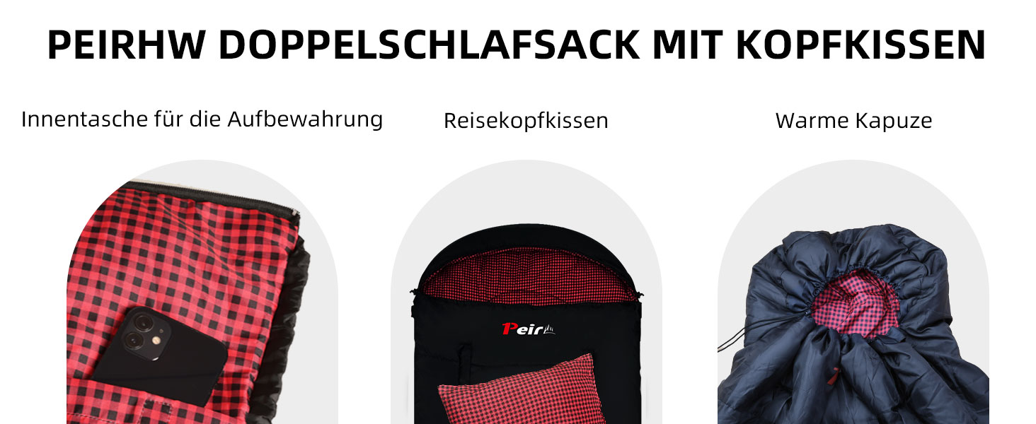 Спальний мішок для дорослих – широкий прямокутний, 3-сезонний з кишенею та сумкою, 300 г/м² бавовна, водонепроникний, для кемпінгу, дому та відпочинку на природі, з блискавкою справа