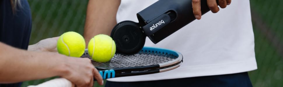 Відскочуючий тренажер для тенісу Bounce Tube Tennis – Контейнер для тенісних м'ячів – Подовжена служба x3 – Збереження відскоку – Вбудований насос для тенісних м'ячів