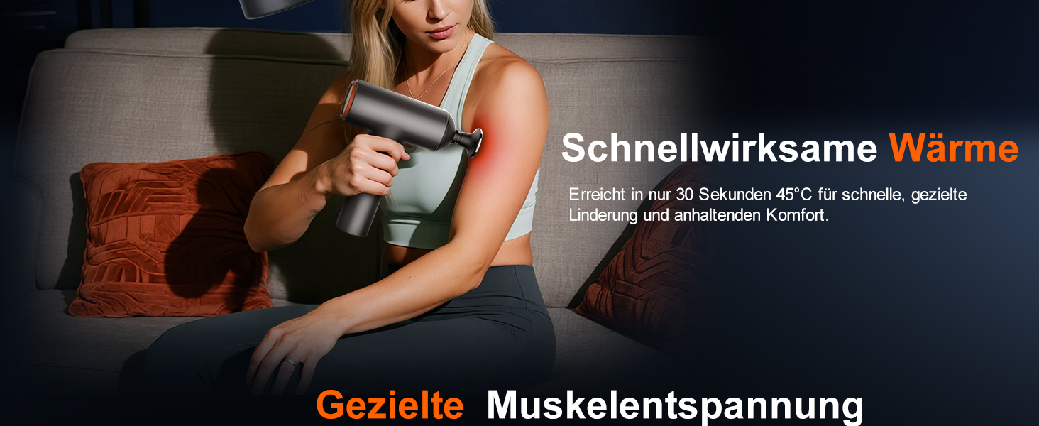 Масажер для м'язів Arboleaf з підігрівом та LED-дисплеєм, 6 насадок, 5 рівнів інтенсивності та 3 режими підігріву