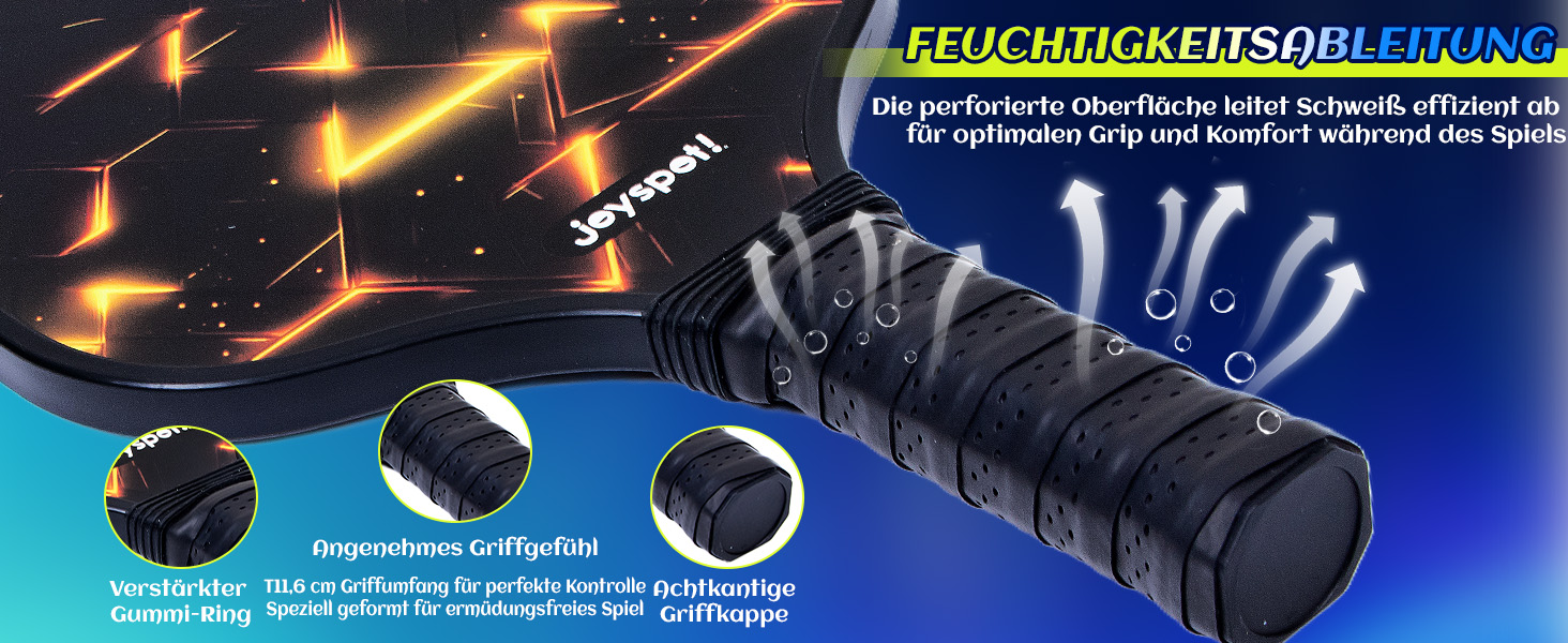 Набір для піклболу JOY SPOT! 2 ракетки + 4 м'ячі + сумка – Легкі ракетки з скловолокном для чоловіків, жінок та початківців – Для гри в приміщенні та на вулиці (Lava)