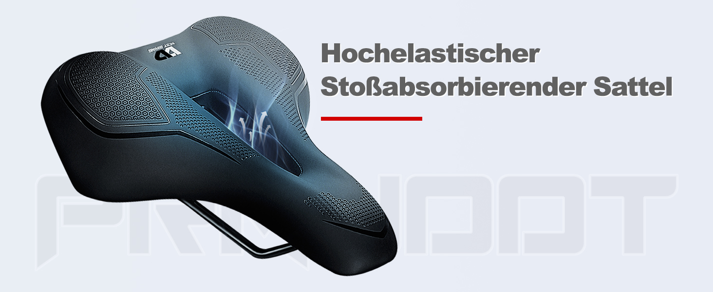 PRMHOOT Велосипедне сідло для чоловіків та жінок з Memory Foam, зручне, м'яке, ергономічне, дихаюче, амортизуюче. Підходить для електровелосипедів, MTB, шосе, міських велосипедів (Чорний)