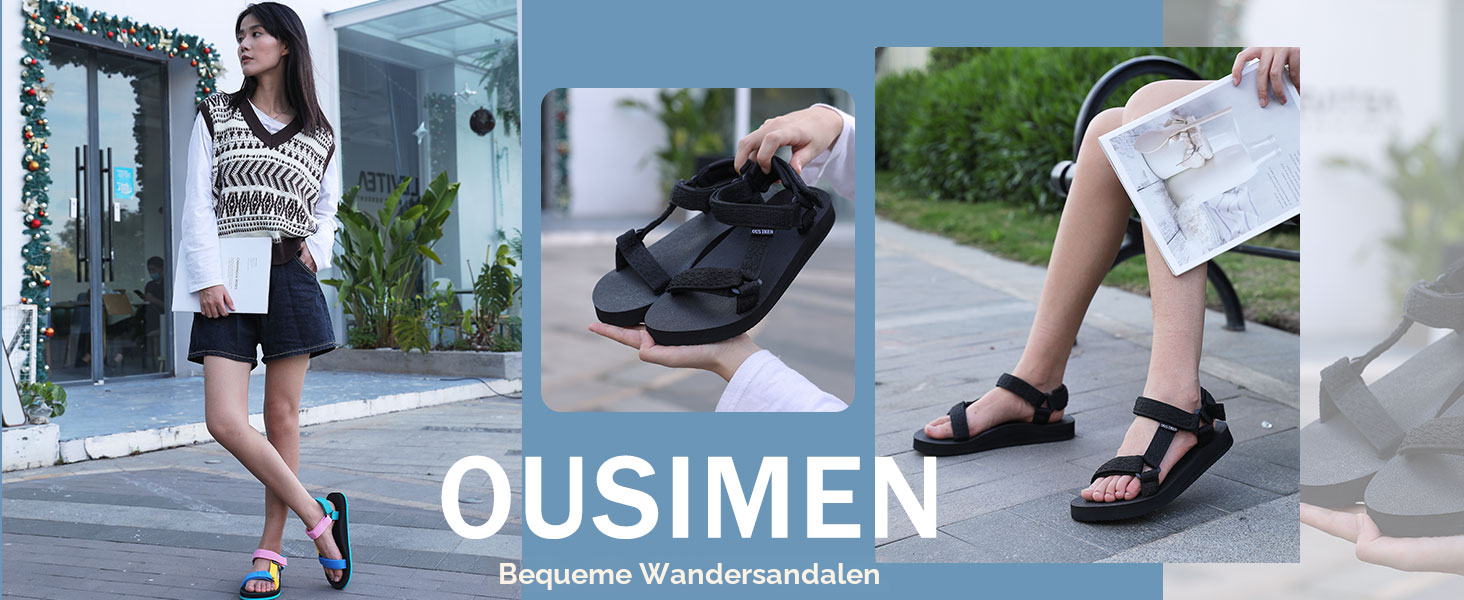 Спортивні сандалі OUSIMEN для жінок, піші прогулянки, з підтримкою склепіння стопи, анатомічна устілка, бежеві, 42 EU