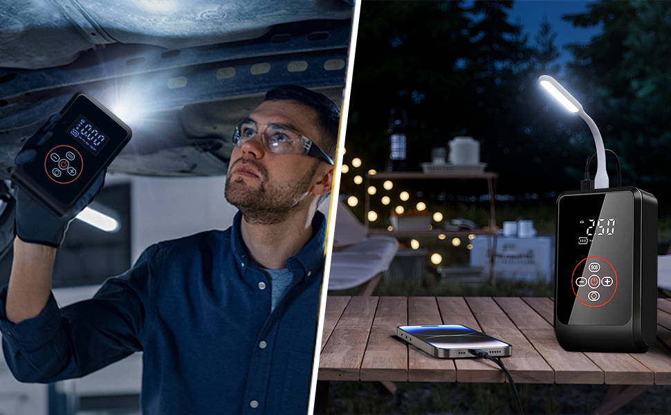 Електричний насос LOVPIS для велосипеда, авто, мотоцикла та м'ячів (150PSI, 4000mAh)