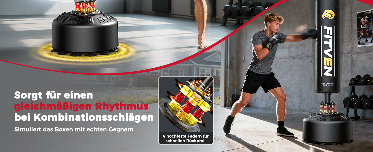 Боксерський мішок FITVEN стійкий з рукавичками, важкий, на присосках для дорослих та дітей, чорний