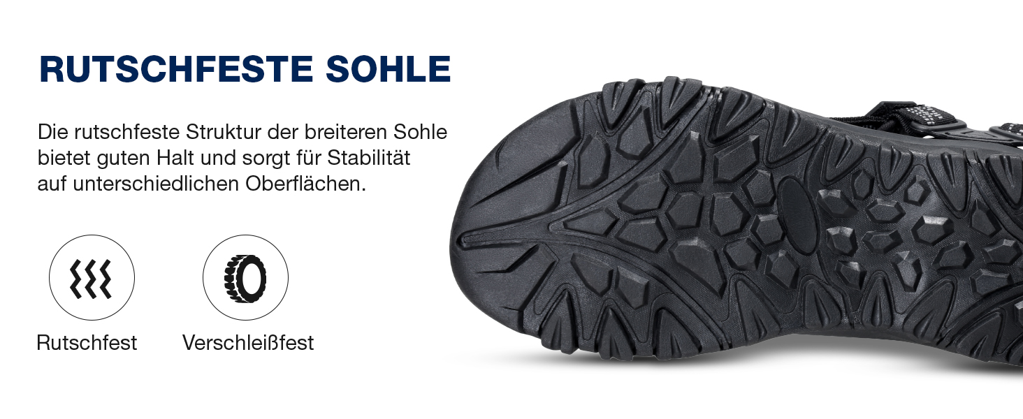 Чоловічі сандалі для туризму та відпочинку Trekking Sandalen 44 EU, чорні. Нековзні, зручні спортивні сандалі для пляжу та активного відпочинку.