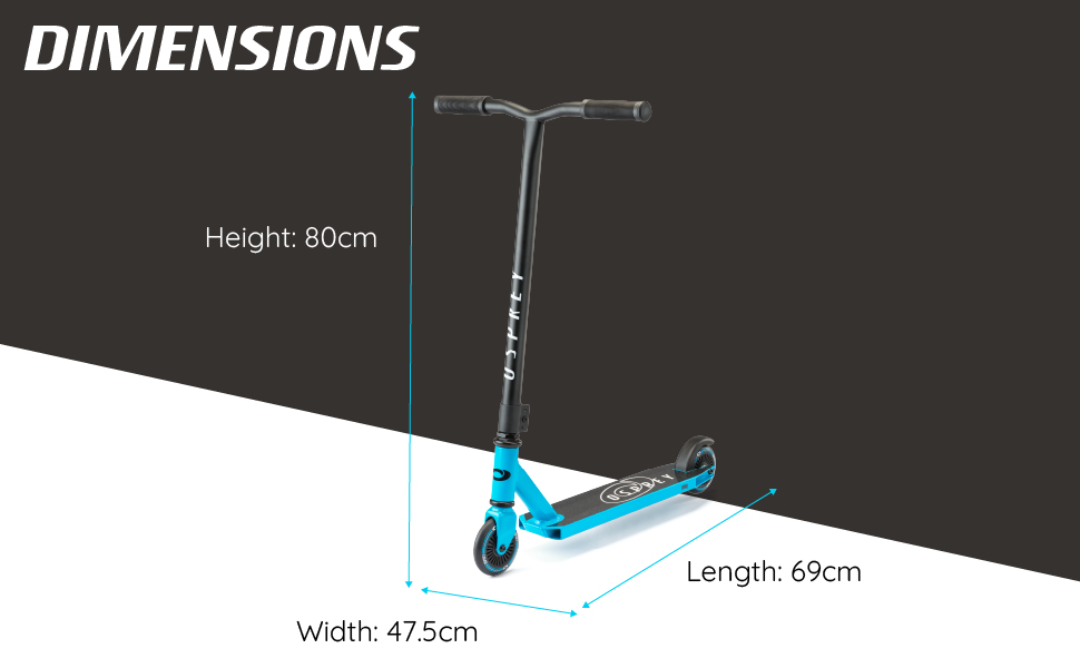 Самокат трюковий Osprey Stunt Scooter: для хлопчиків, дівчаток, дітей та дорослих, з підшипниками ABEC 5, синій колір