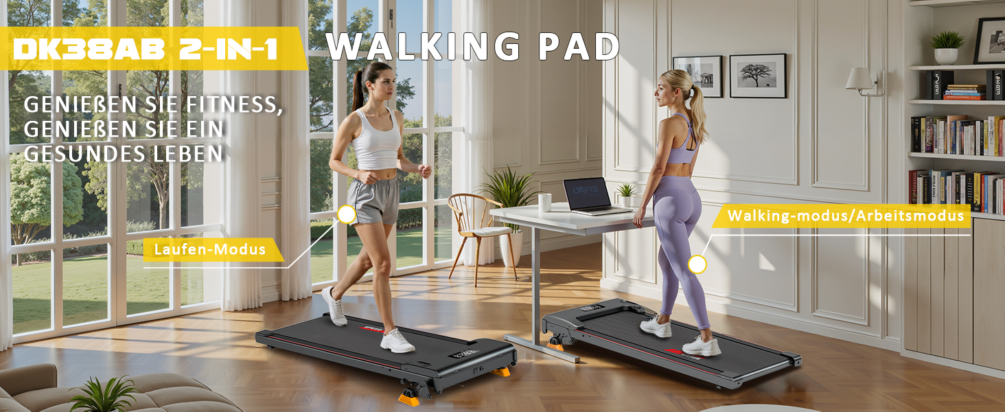 RAOO MIN Walking Pad - Ходункова доріжка для дому та офісу, 0.8-6 км/год, LED-дисплей, 100 кг, безщітковий двигун 2.5HP, чорний