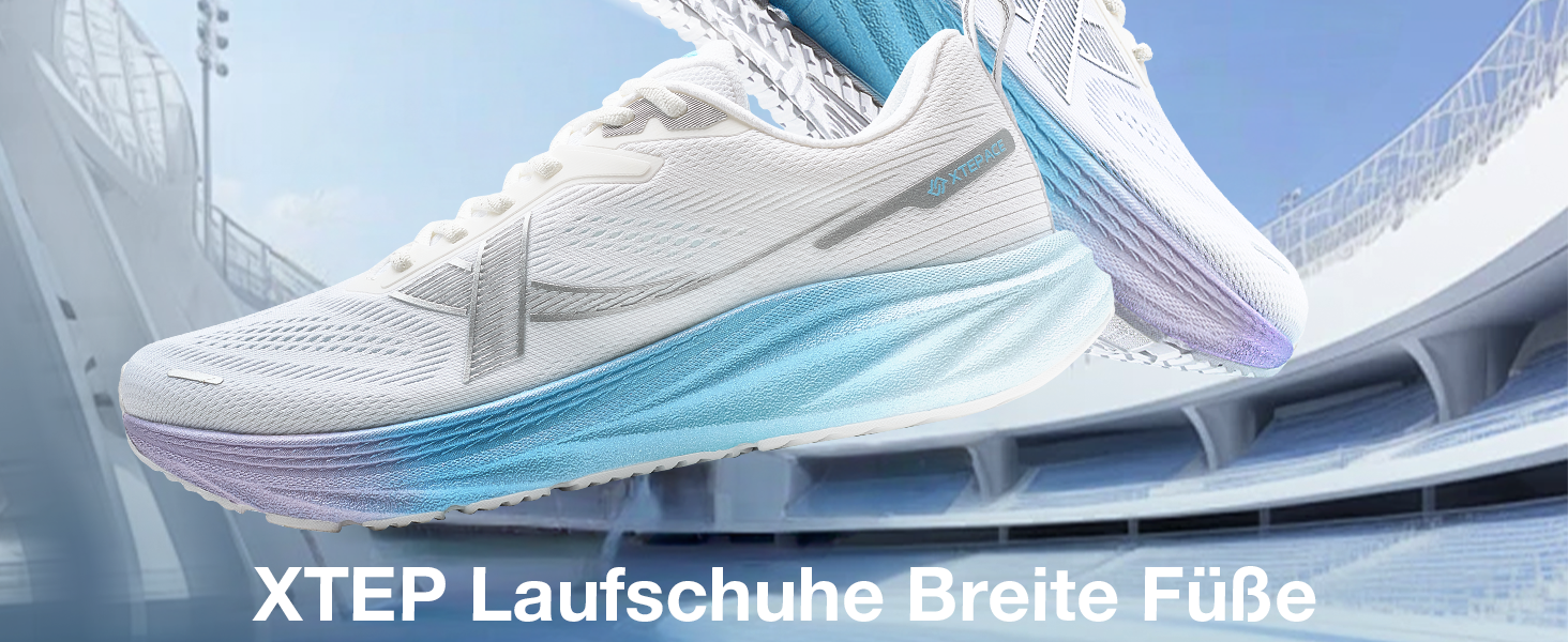Кросівки XTEP для бігу та джогінгу, широкі, білі, 44 EU, з амортизацією та дихаючими властивостями