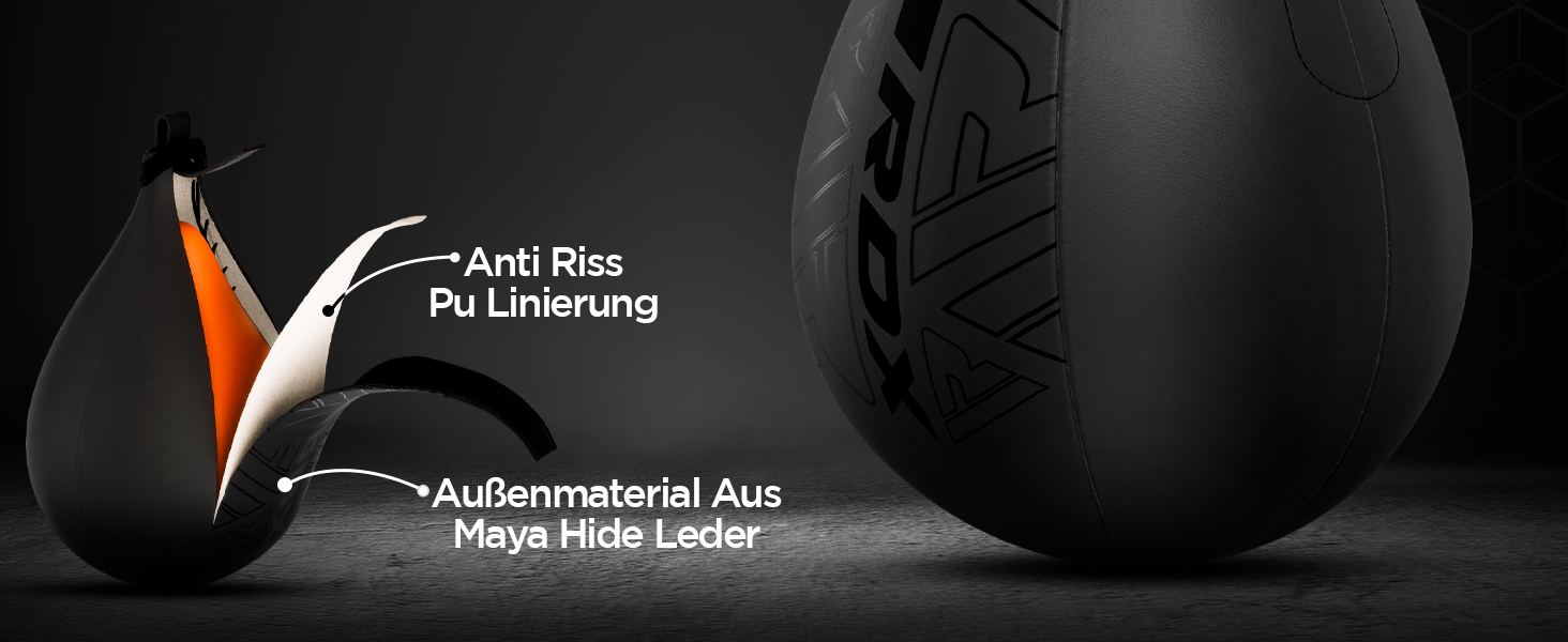 Набір для боксу RDX Boxbirne Maya Hide Leder: боксерська груша, Speedbag з кріпленням, червоний. Тренувальне обладнання для фітнесу та залу.