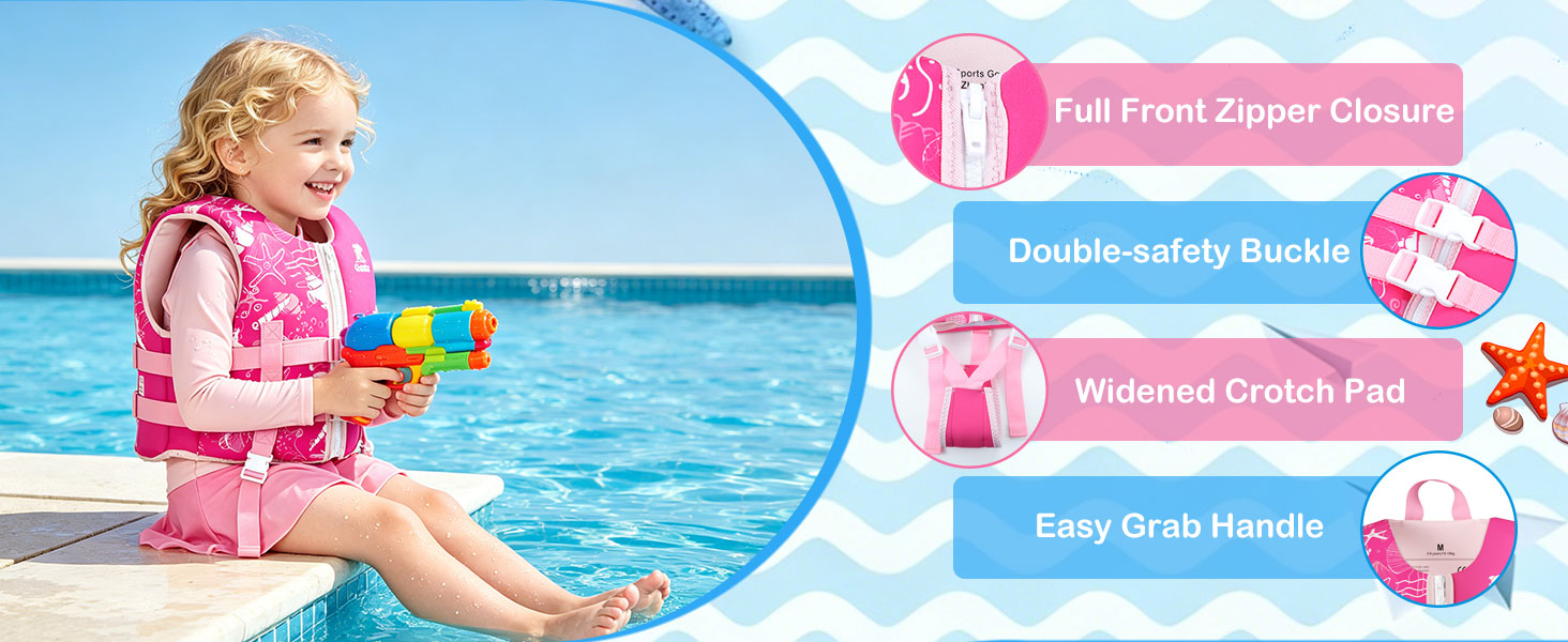 Дитячий рятувальний жилет Kinder Schwimmweste Neopren, рожевий, L (6-9 років / 30-35 кг)