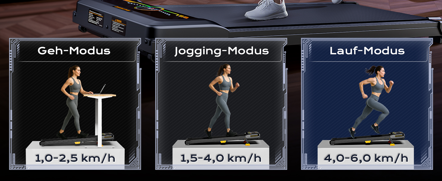 Біговий тренажер з нахилом 10%, Компактний біговий стіл для дому та офісу, Walking Pad, вантажопідйомність 150 кг, 2.5HP тихий мотор, портативна бігова доріжка з пультом керування 1-6 км/год, жовтий