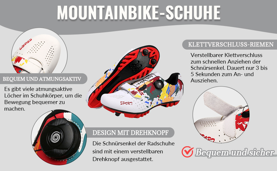 Велосипедні черевики для чоловіків та жінок, кольоровий принт графіті, MTB Radsportschuhe, черевики для гірського велосипеда, кросівки, дихаючі, outdoor, велосипедні черевики, велосипедні черевики Spin MTB, 40 EU, білий