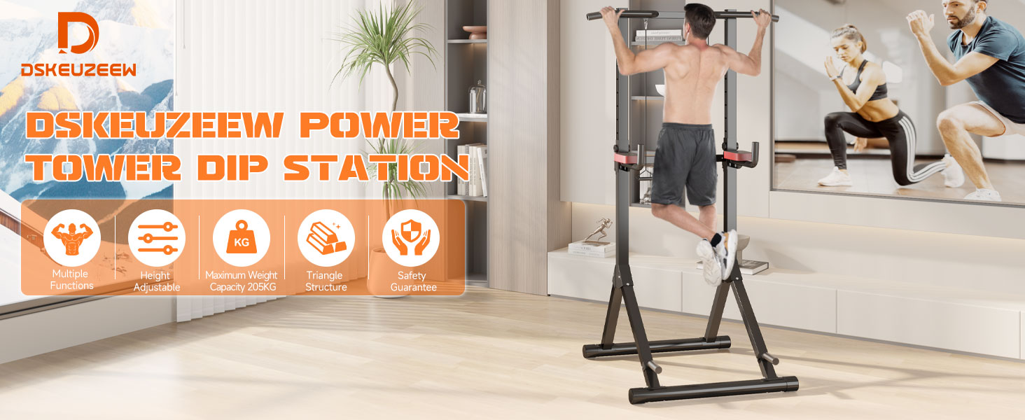 Стійка для віджимань та підтягувань Dskeuzeew Power Tower - мультифункціональний тренажер для дому, max 205 кг, регулювання висоти