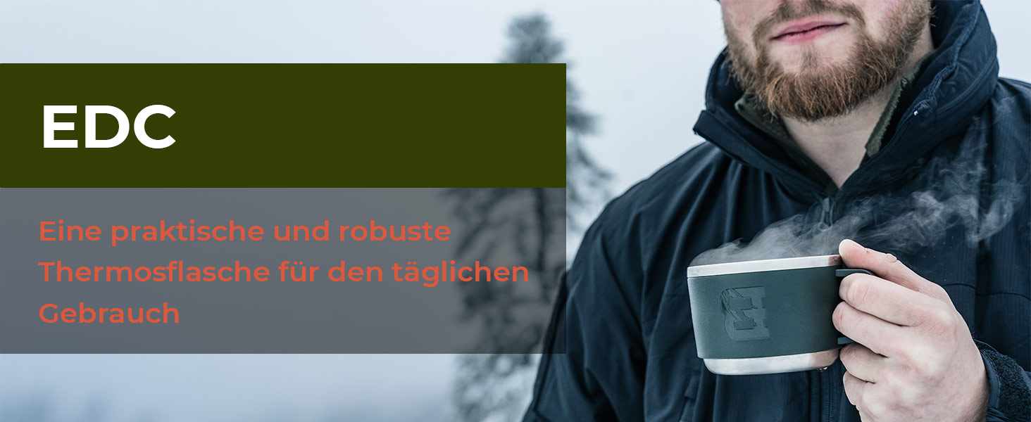 Термос Badger Outdoor Big Boy 1,3 л з нержавіючої сталі, із чайним ситечком, вакуумною ізоляцією, зберігає тепло до 24 годин, з ремінцем для перенесення, оливковий зелений